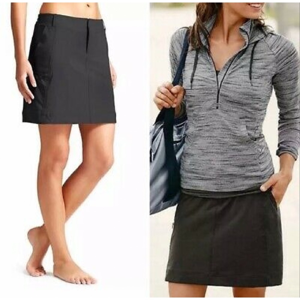 Athleta Palisade Skort Black Hiking Golf Activewear Skirt Size 12